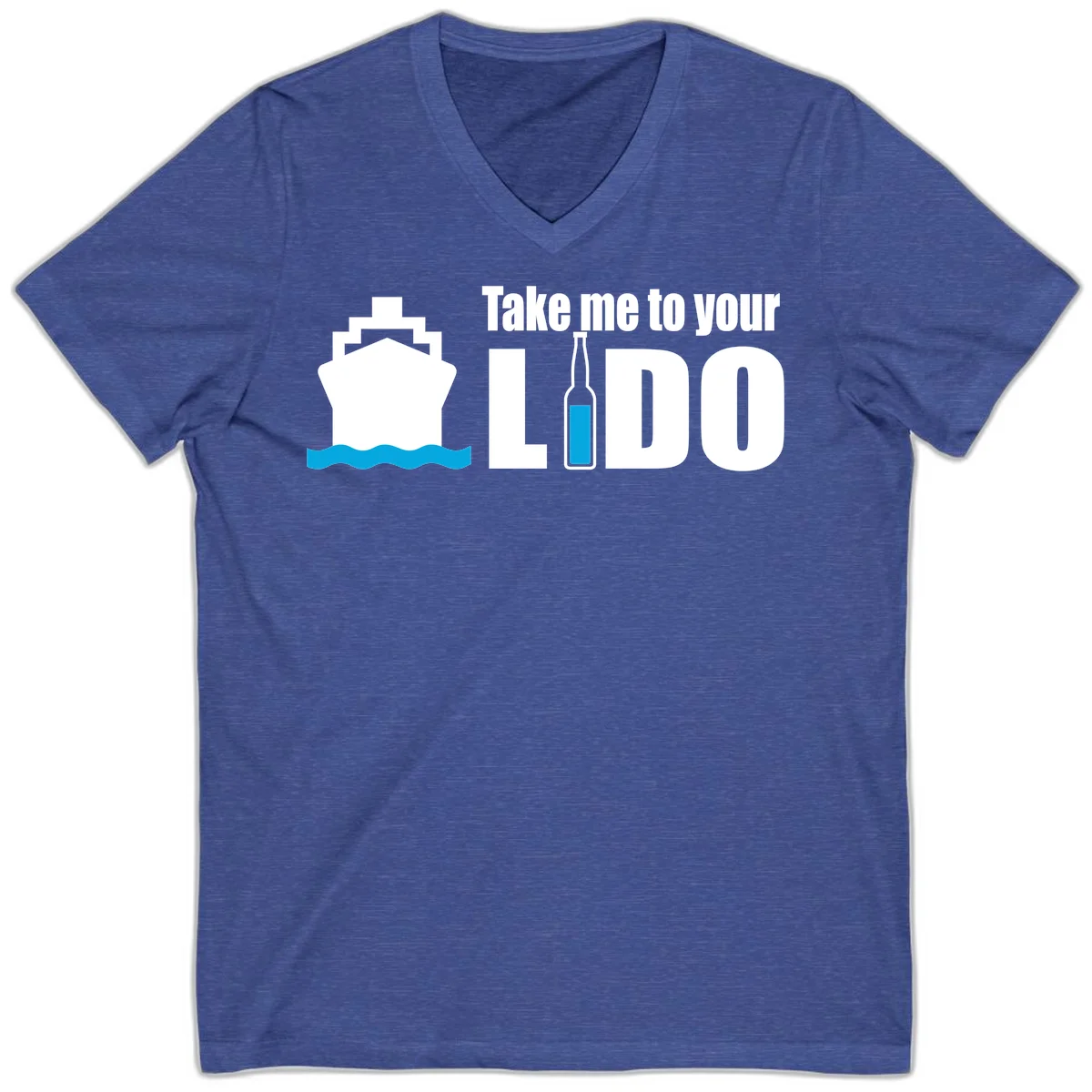 Take Me To Your Lido V-Neck in Heather True Royal