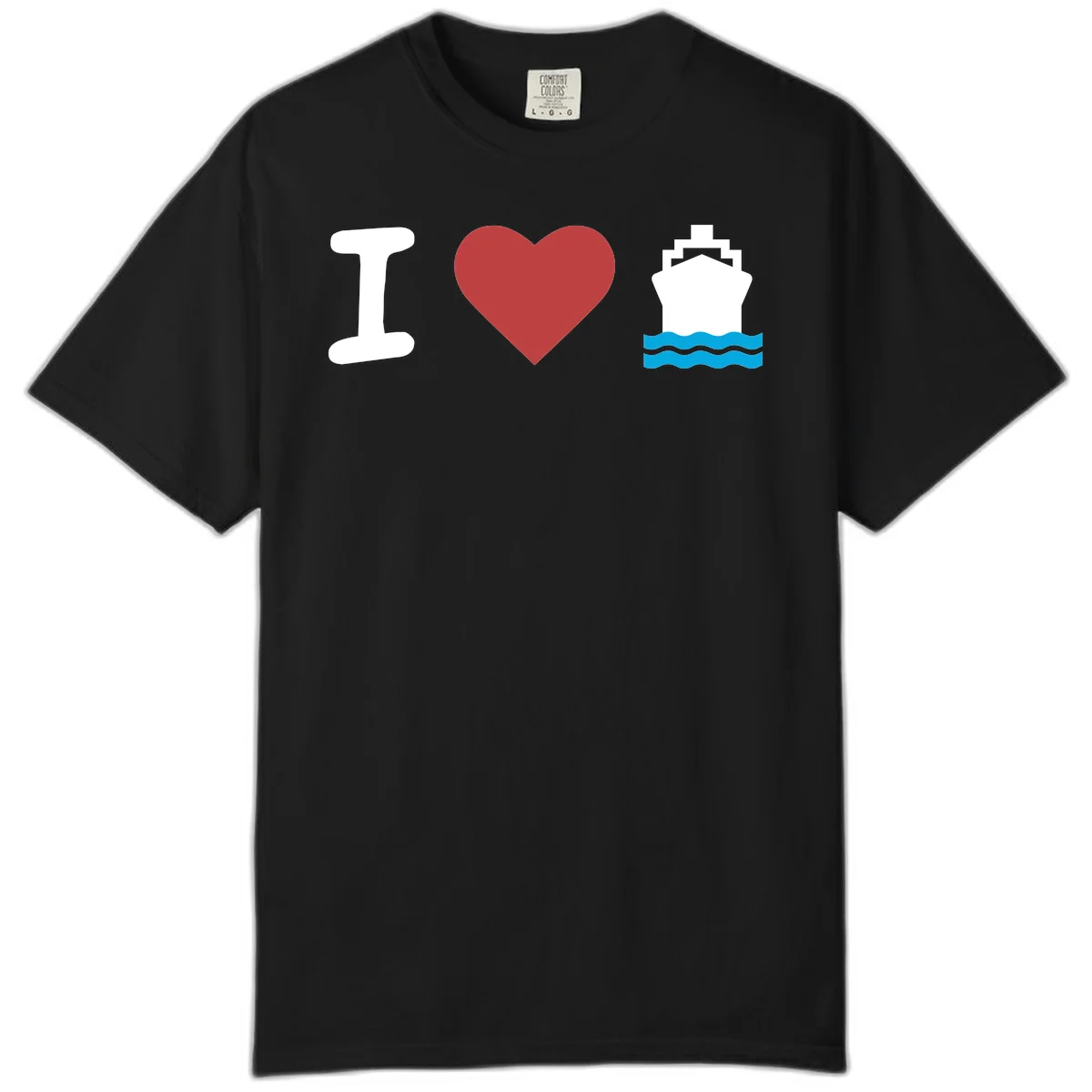 I Love Cruise Ships Comfort Colors Vacation Tee in Black