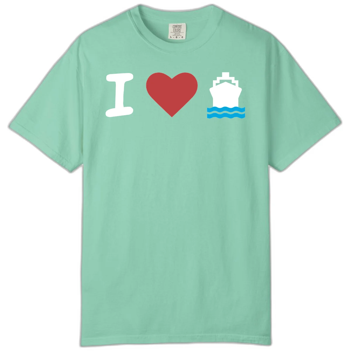 I Love Cruise Ships Comfort Colors Vacation Tee in Island Reef