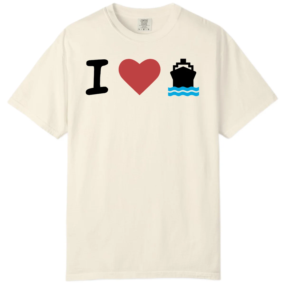 I Love Cruise Ships Comfort Colors Vacation Tee in Ivory