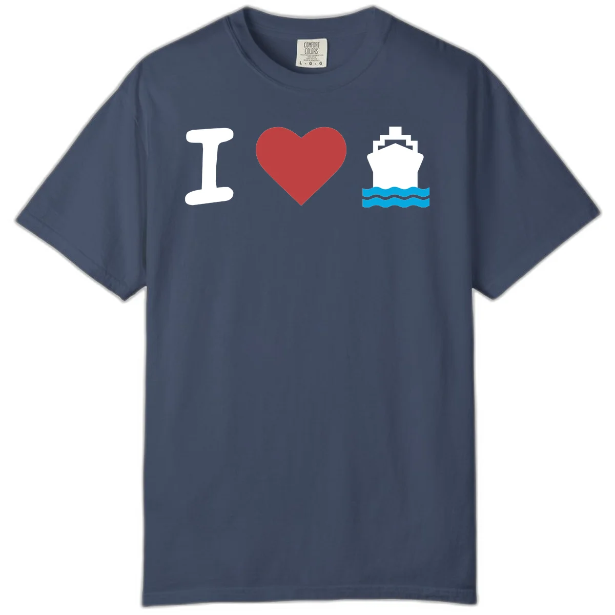 I Love Cruise Ships Comfort Colors Vacation Tee in Midnight
