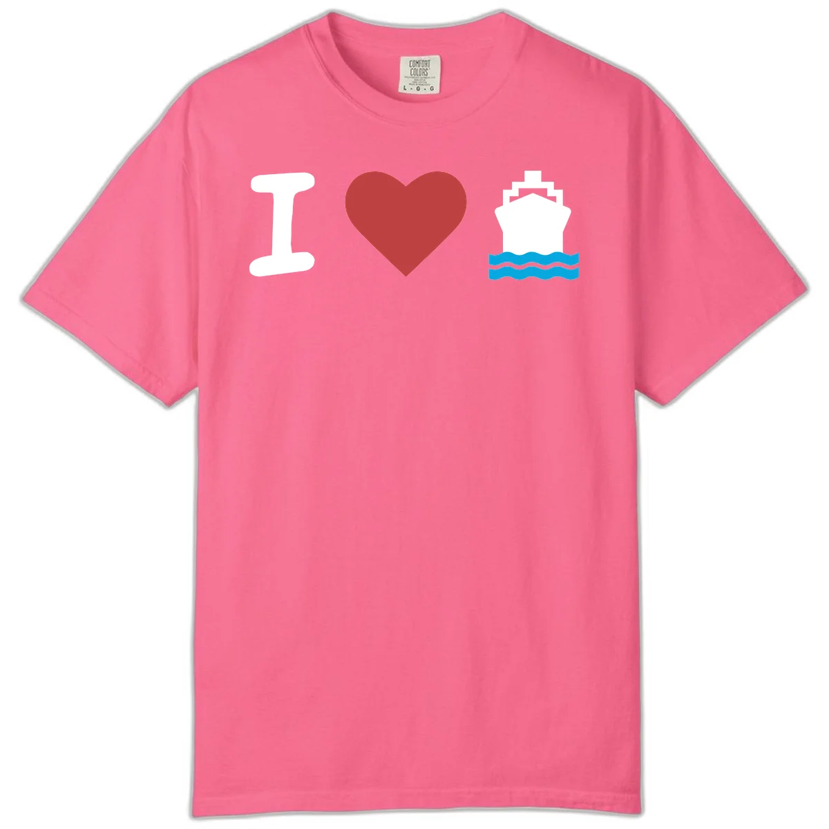 I Love Cruise Ships Comfort Colors Vacation Tee in Crunchberry