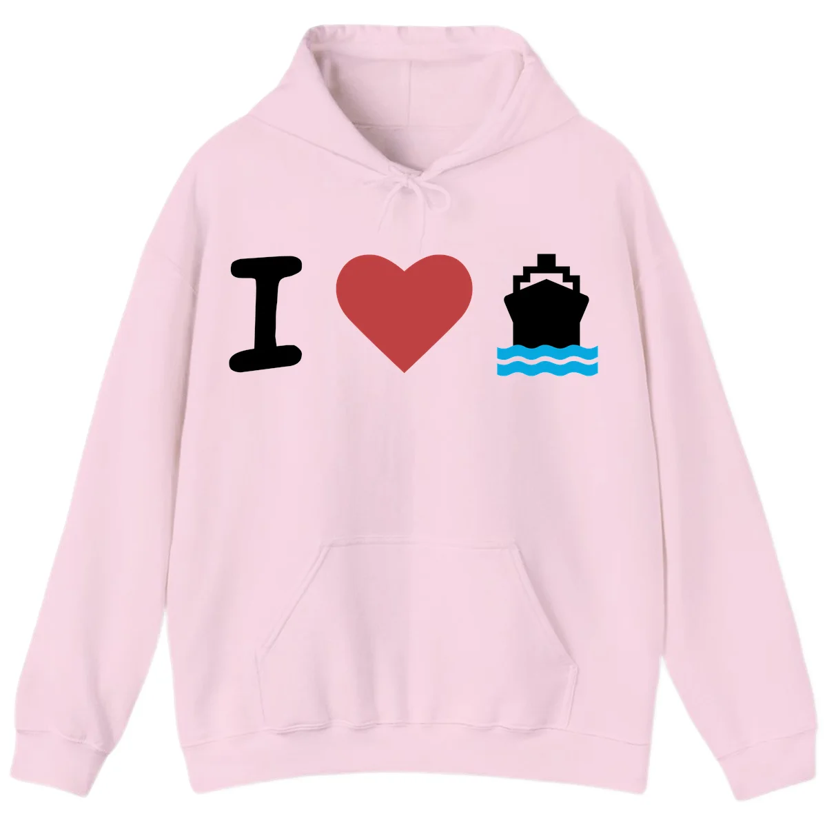I Love Cruise Ships Nautical Hooded Sweatshirt in Light Pink