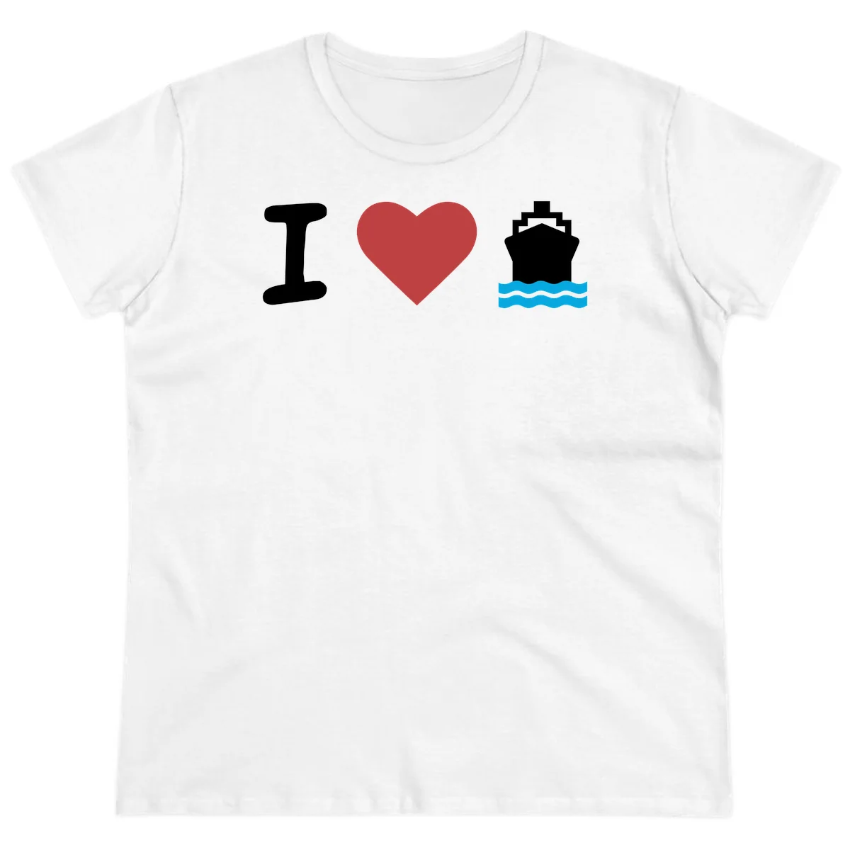 I Love Cruise Ships Fun Ladies Cruise Tee in White