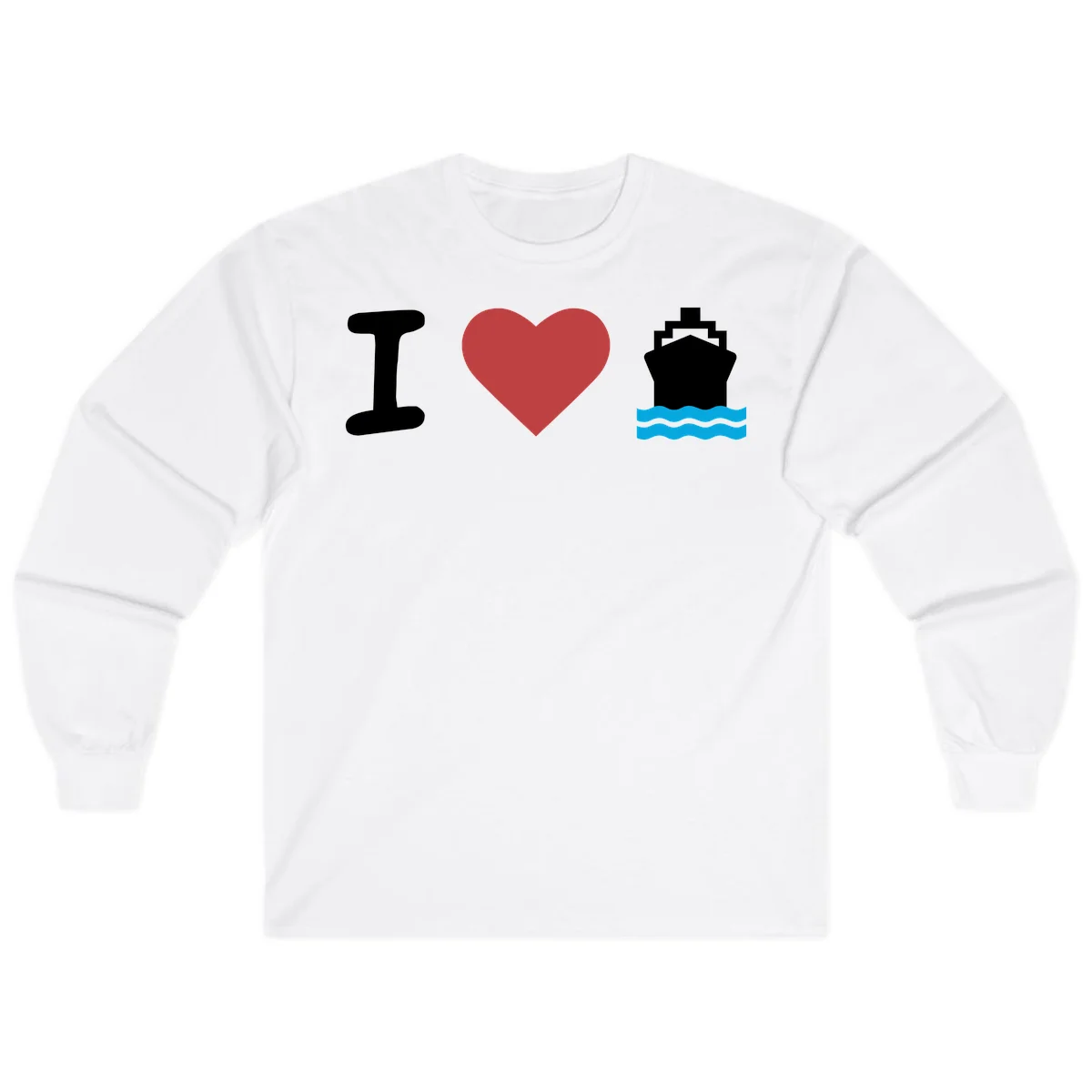 I Love Cruise Ships Vacation Long Sleeve Tee in White