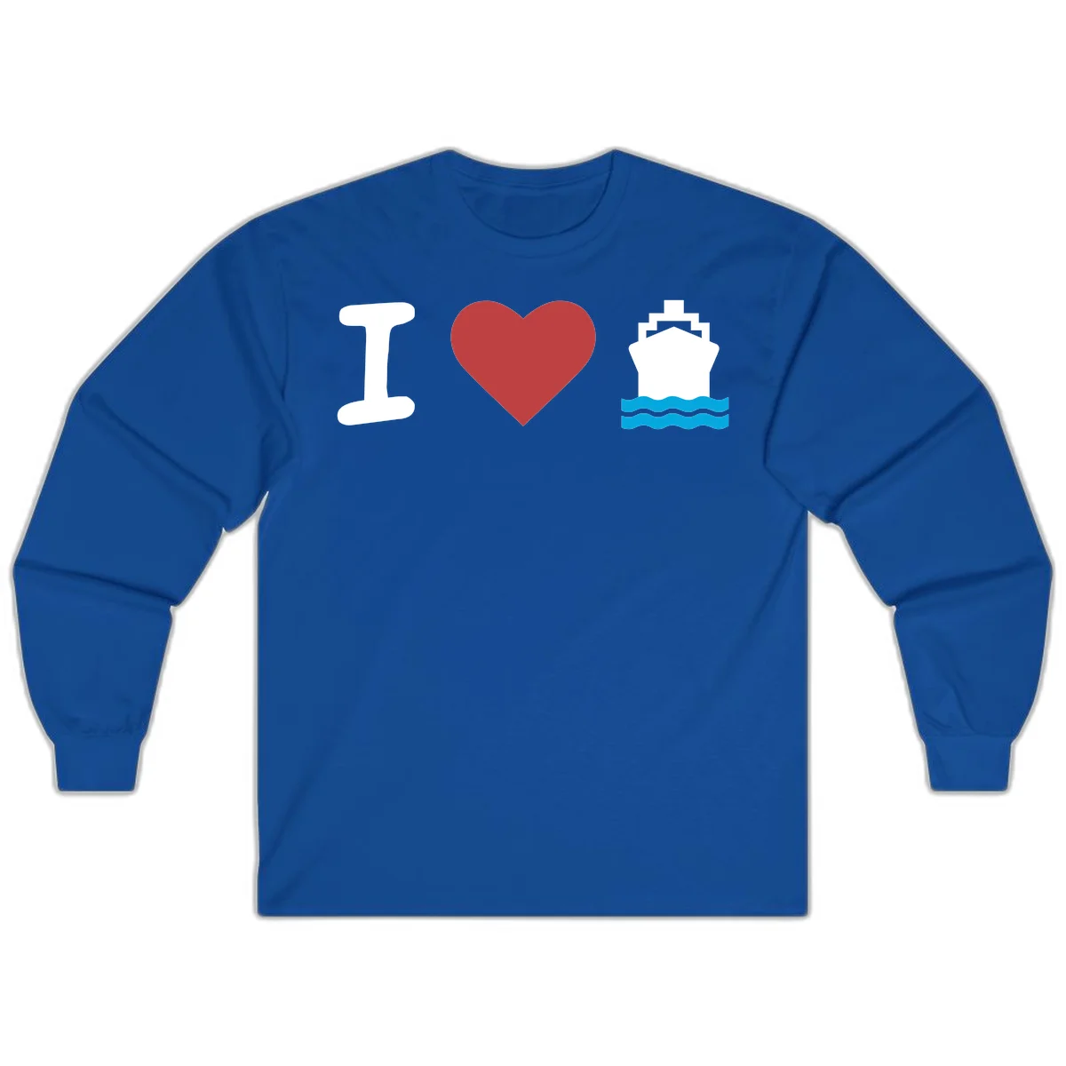 I Love Cruise Ships Vacation Long Sleeve Tee in Royal