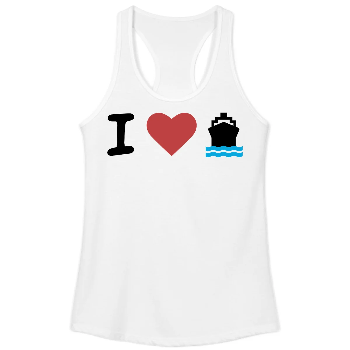 I Love Cruise Ships Fun Ladies Tank Top in White