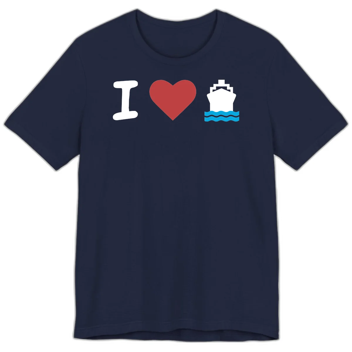I Love Cruise Ships Super Soft Premium T-Shirt in Navy