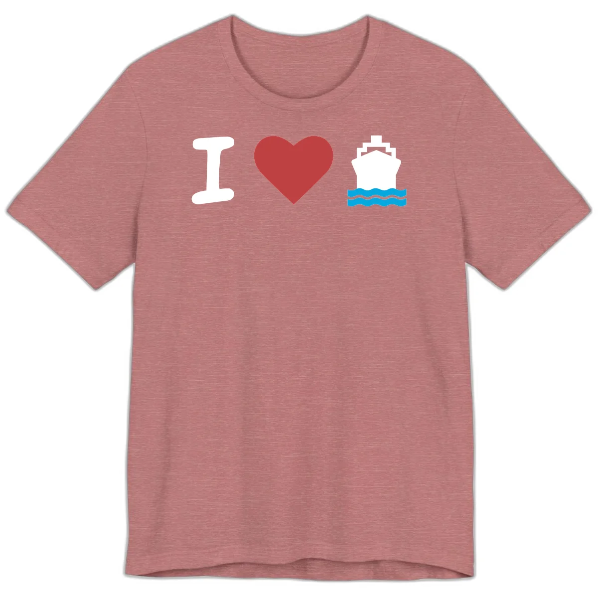 I Love Cruise Ships Super Soft Premium T-Shirt in Heather Mauve
