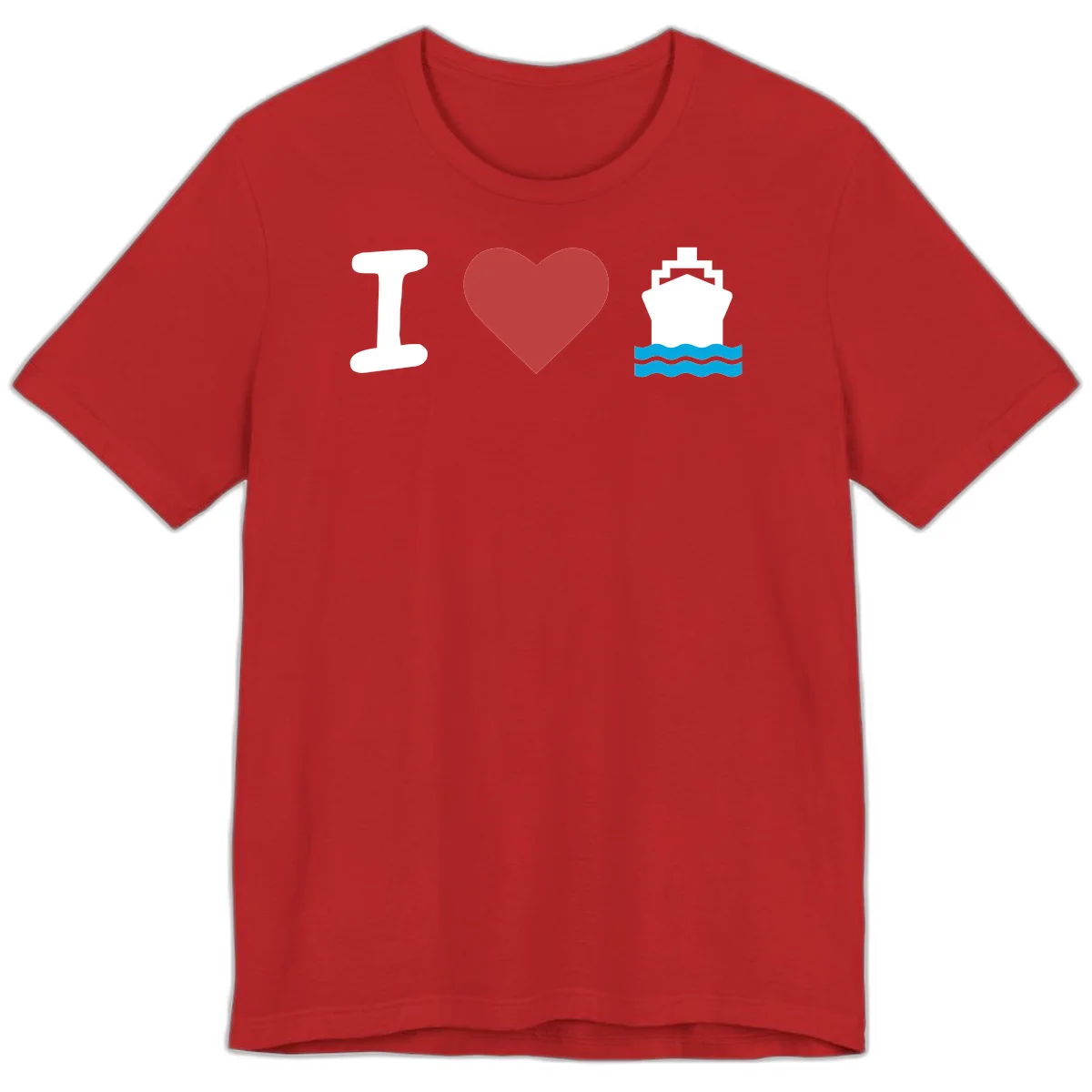 I Love Cruise Ships Super Soft Premium T-Shirt in Red