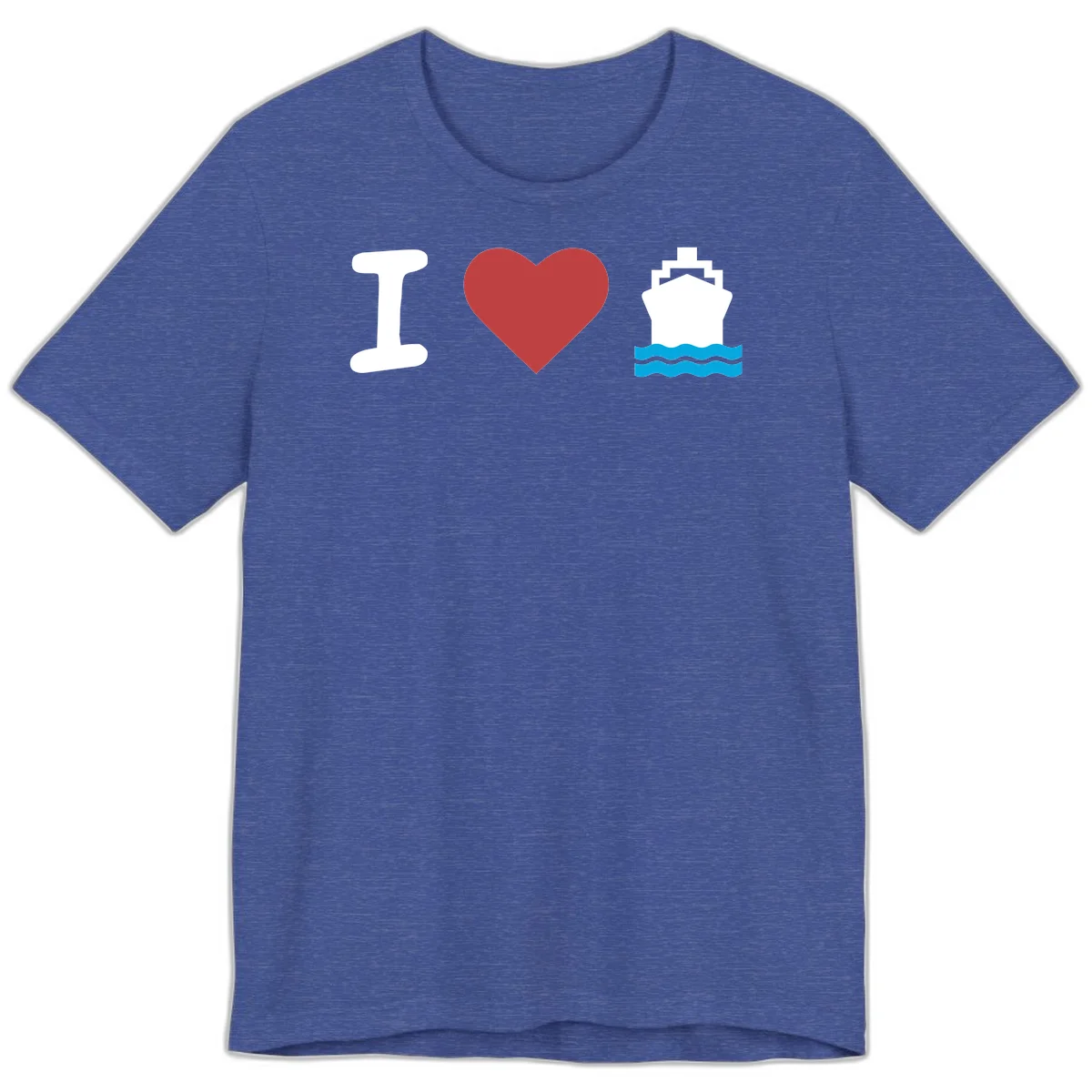 I Love Cruise Ships Super Soft Premium T-Shirt in Heather True Royal