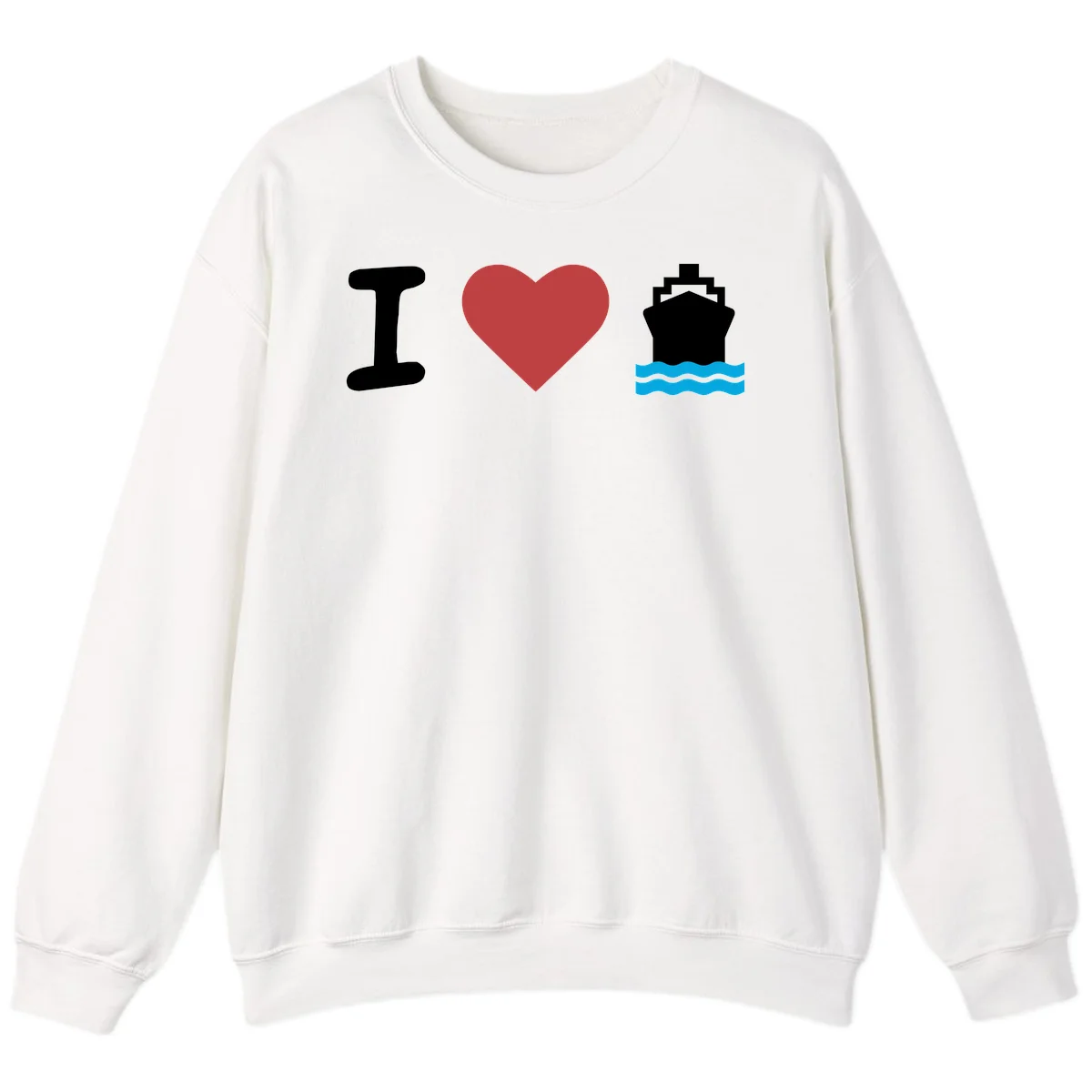 I Love Cruise Ships Cozy Cruise Sweatshirt in White