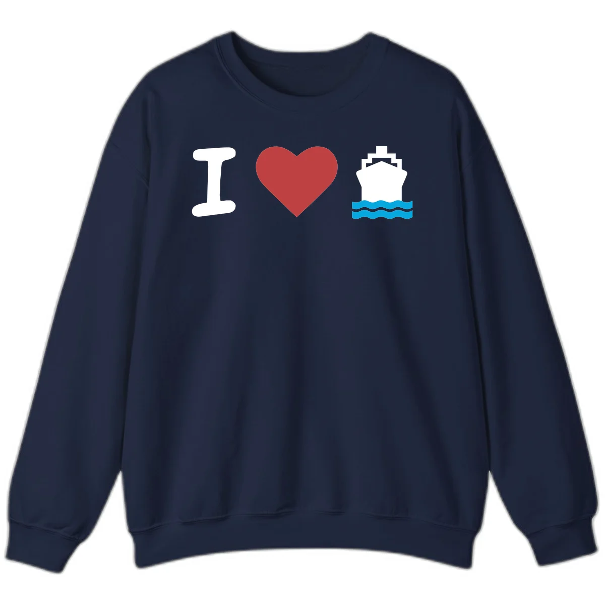 I Love Cruise Ships Cozy Cruise Sweatshirt in Navy