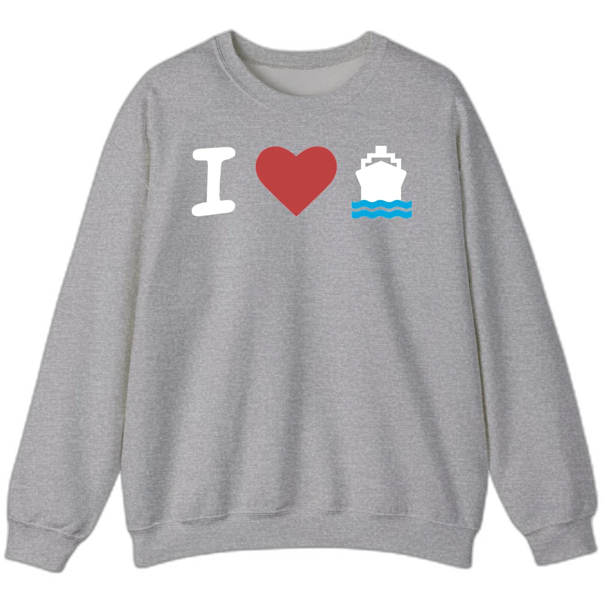 I Love Cruise Ships Cozy Cruise Sweatshirt in Sport Grey
