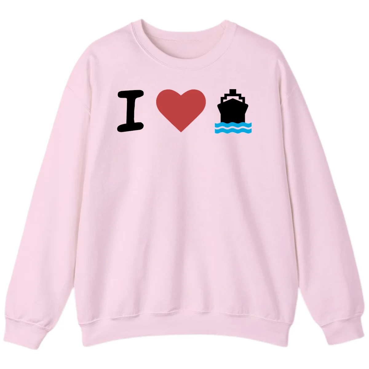 I Love Cruise Ships Cozy Cruise Sweatshirt in Light Pink