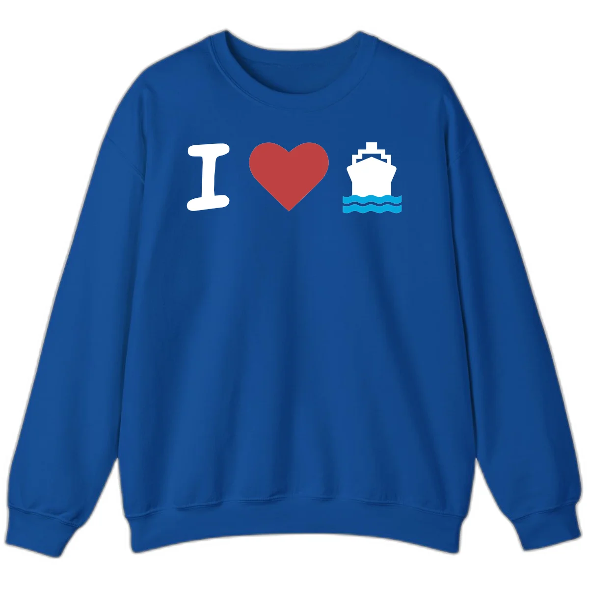 I Love Cruise Ships Cozy Cruise Sweatshirt in Royal