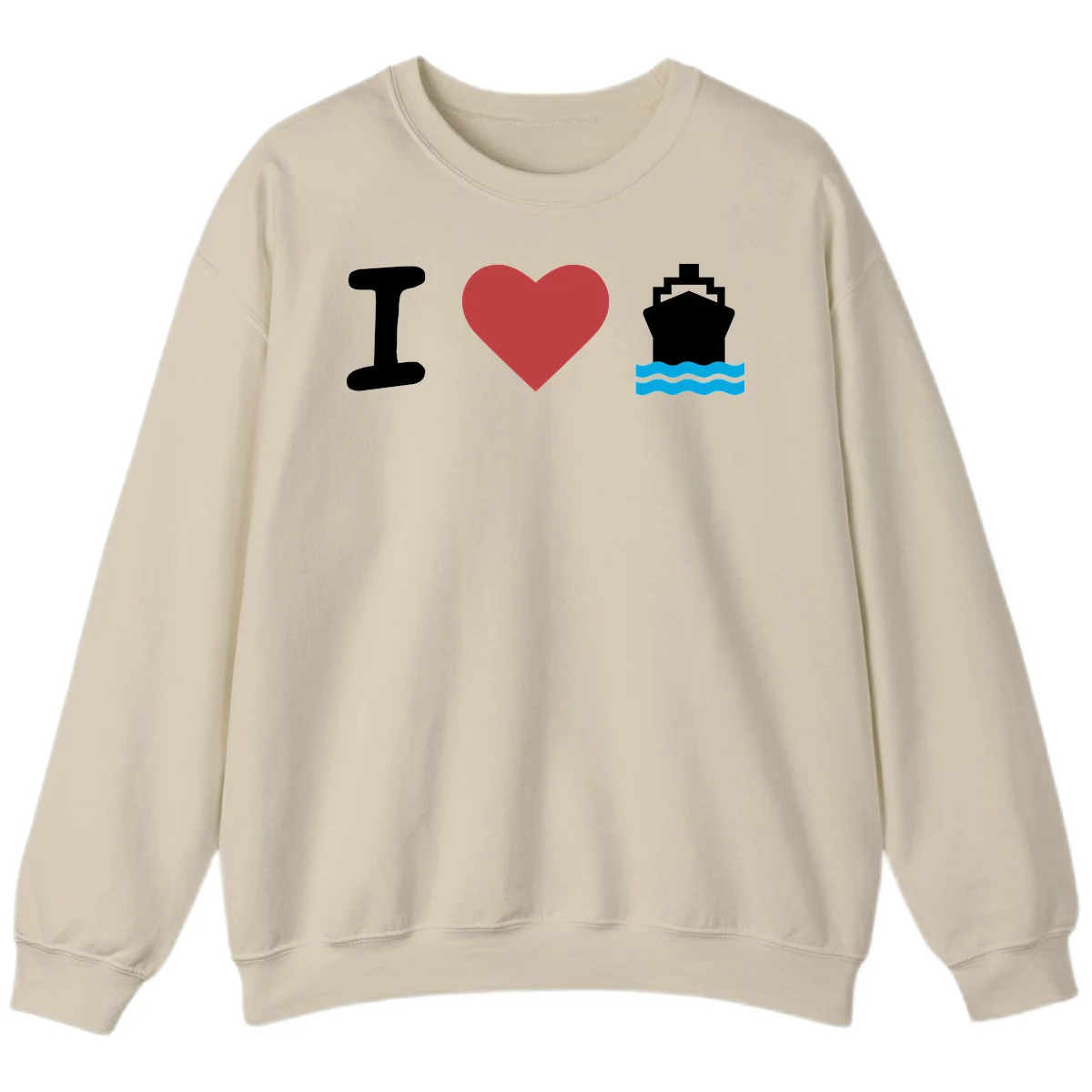 I Love Cruise Ships Cozy Cruise Sweatshirt in Sand