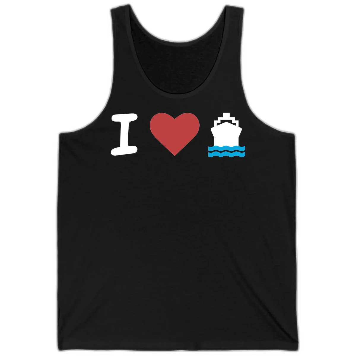 I Love Cruise Ships Vacation Tank Top in Black