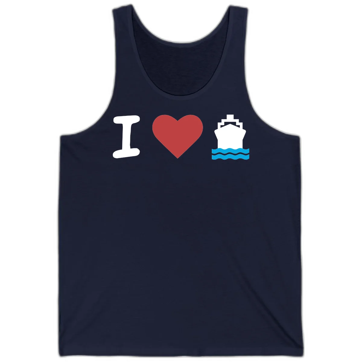I Love Cruise Ships Vacation Tank Top in Navy