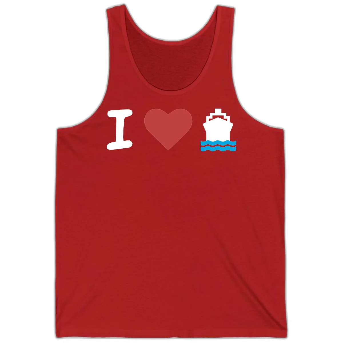 I Love Cruise Ships Vacation Tank Top in Red