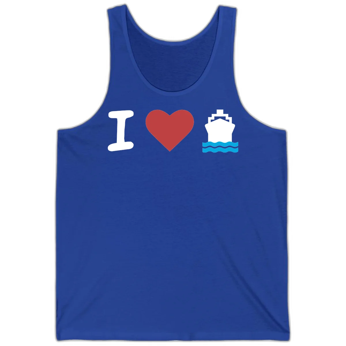 I Love Cruise Ships Vacation Tank Top in True Royal
