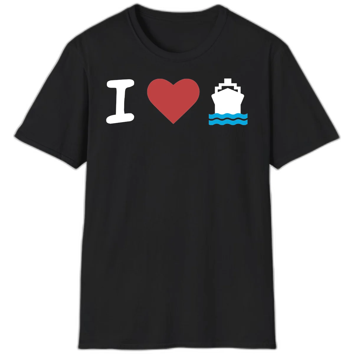 I Love Cruise Ships Classic Cruise T-Shirt in Black