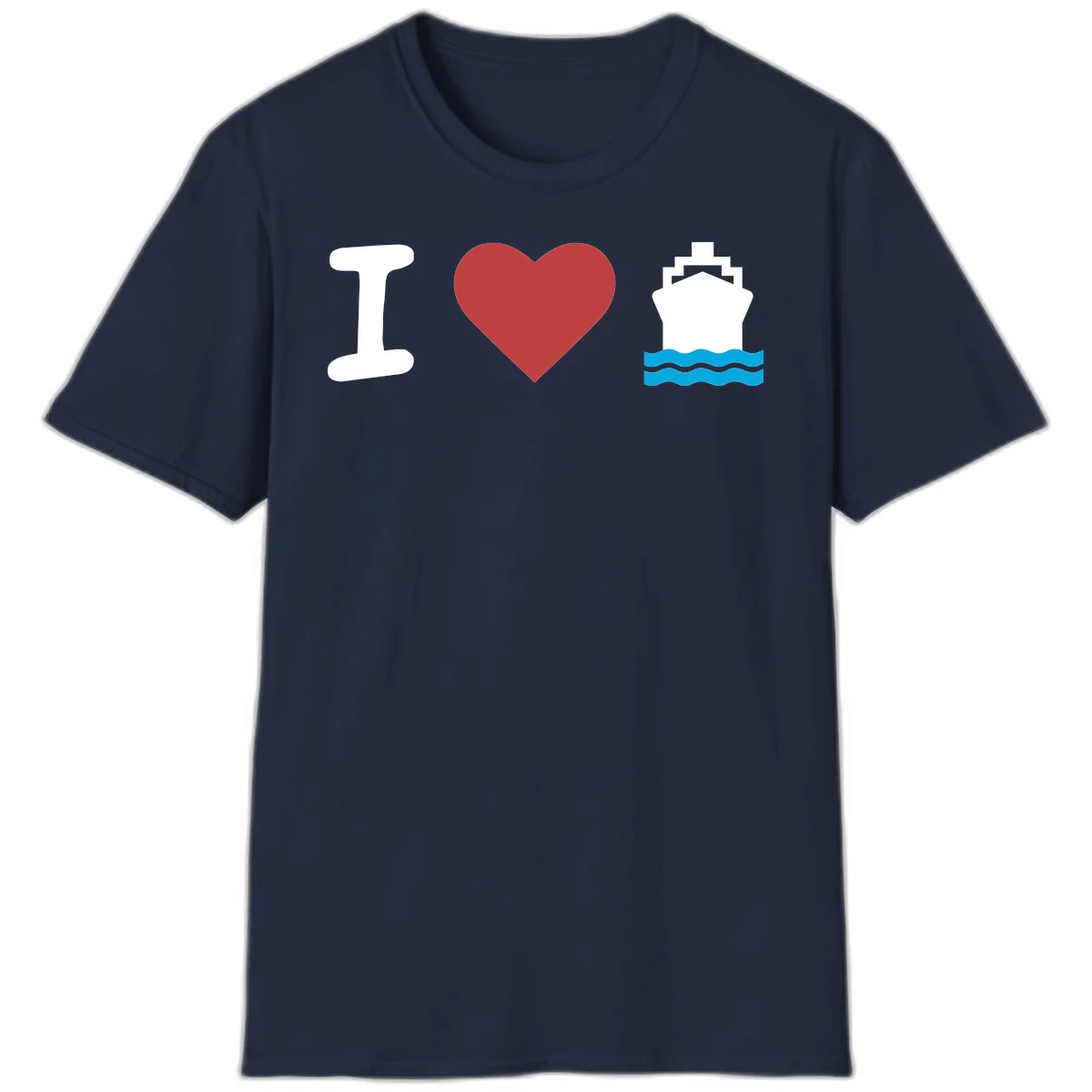I Love Cruise Ships Classic Cruise T-Shirt in Navy