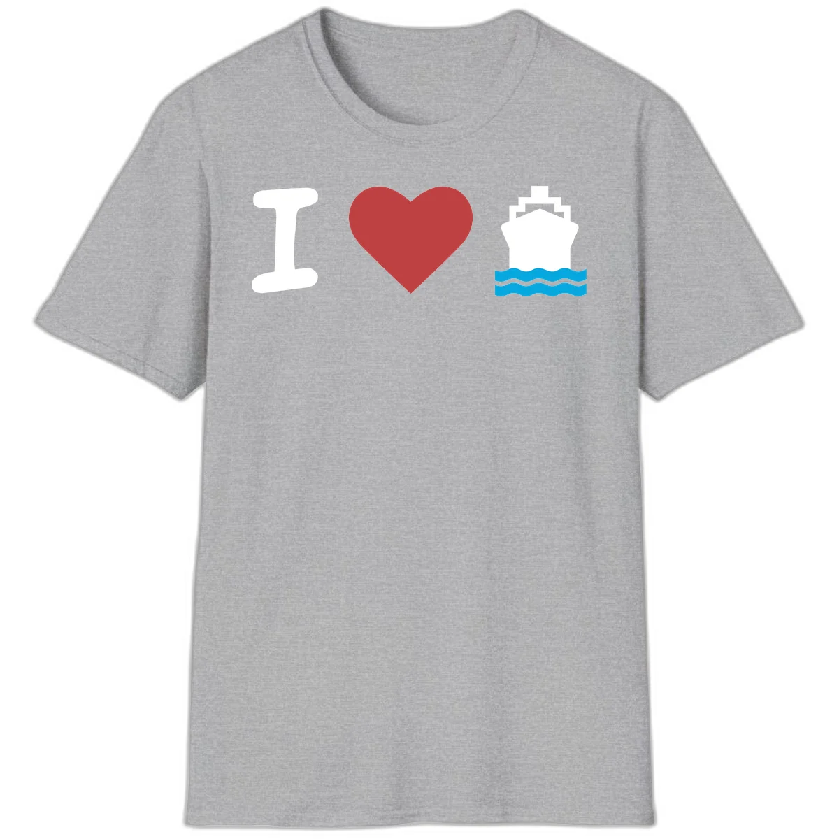 I Love Cruise Ships Classic Cruise T-Shirt in Sport Grey