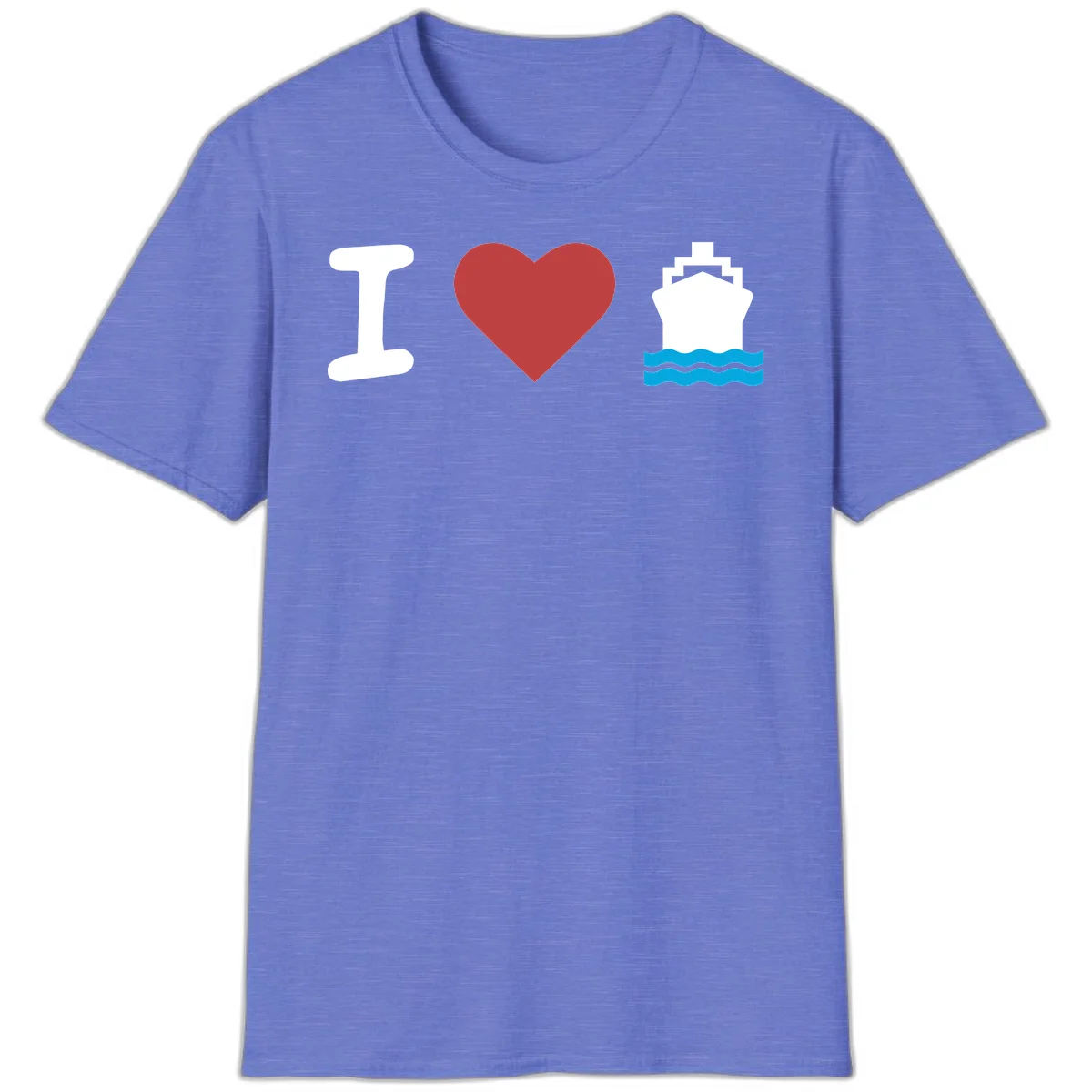 I Love Cruise Ships Classic Cruise T-Shirt in Heather Royal