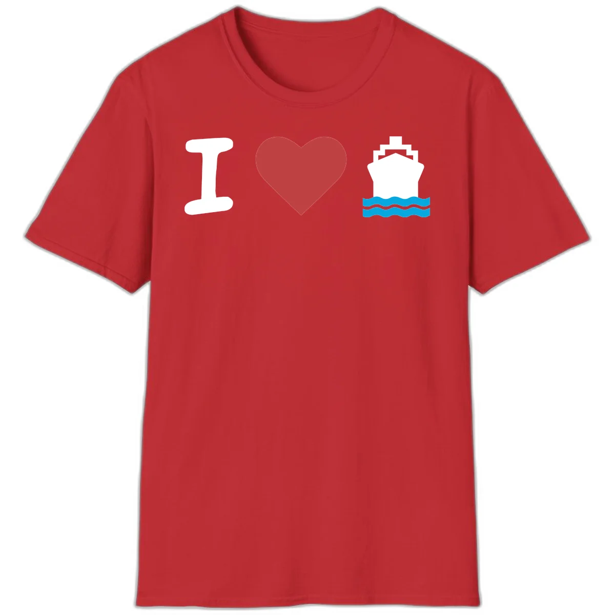 I Love Cruise Ships Classic Cruise T-Shirt in Red