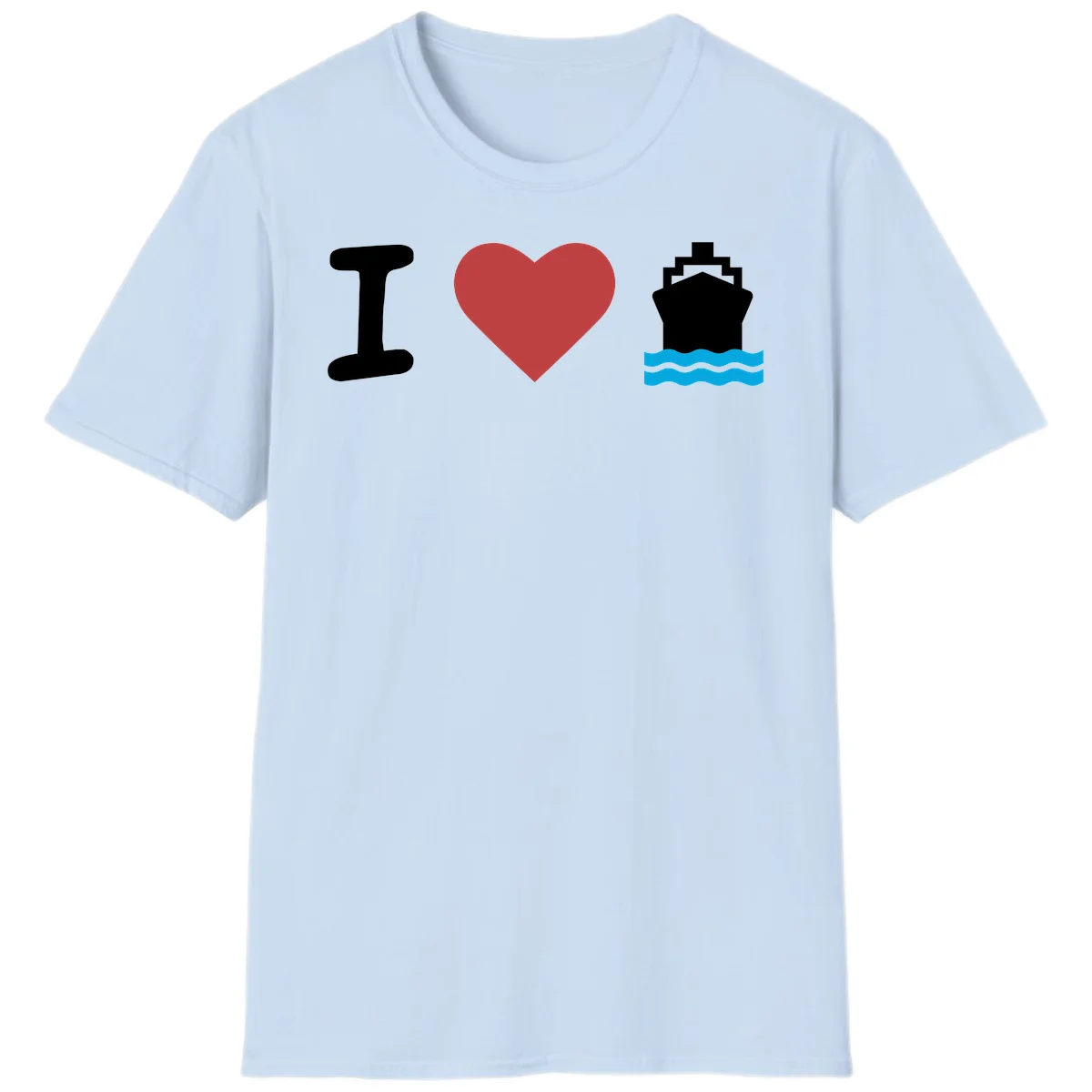 I Love Cruise Ships Classic Cruise T-Shirt in Light Blue