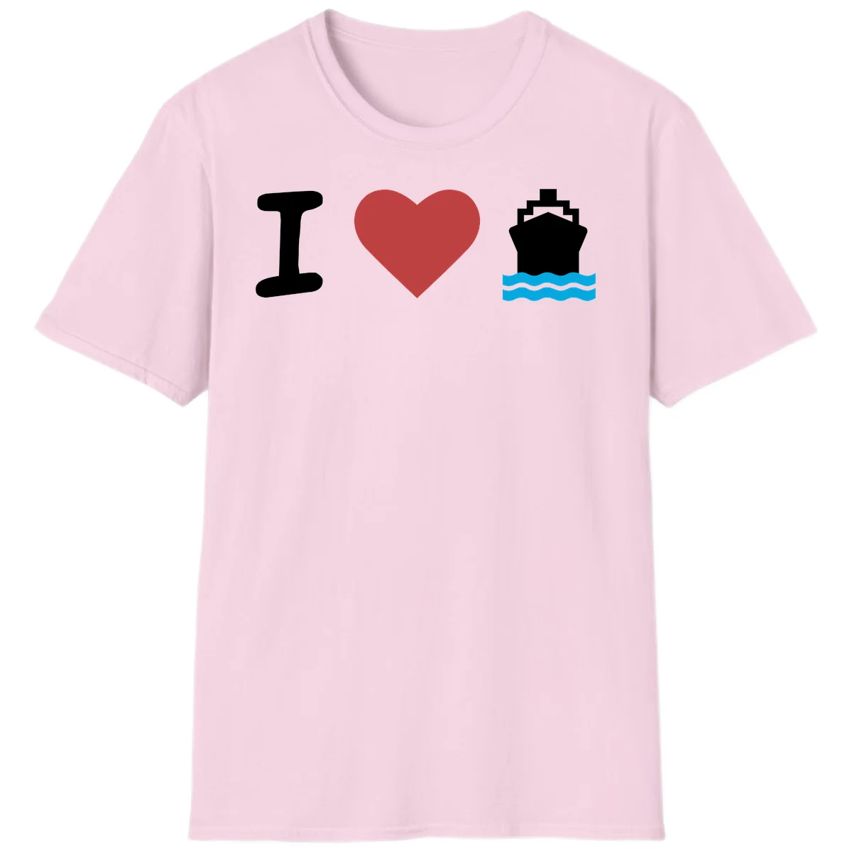 I Love Cruise Ships Classic Cruise T-Shirt in Light Pink