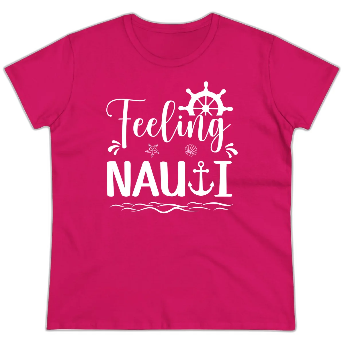 Feeling Nauti Ladies Cruise T-Shirt for Women in Heliconia