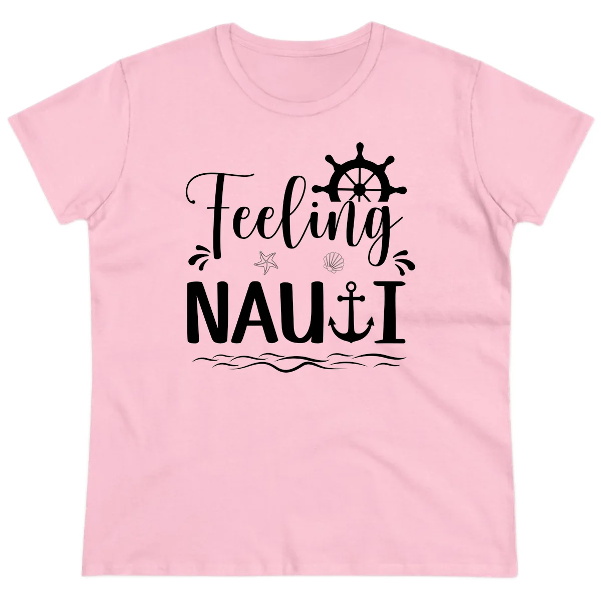 Feeling Nauti Ladies Cruise T-Shirt for Women in Light Pink