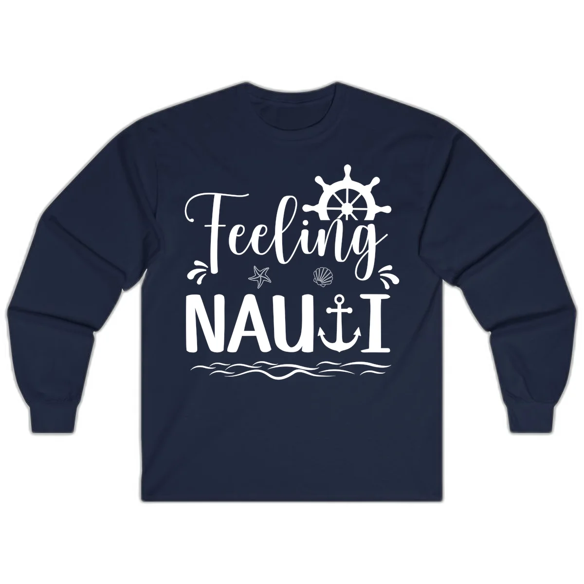 Feeling Nauti Long Sleeve Cruise Shirt for Travel in Navy