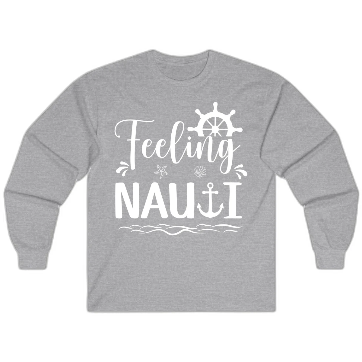 Feeling Nauti Long Sleeve Cruise Shirt for Travel in Sport Grey