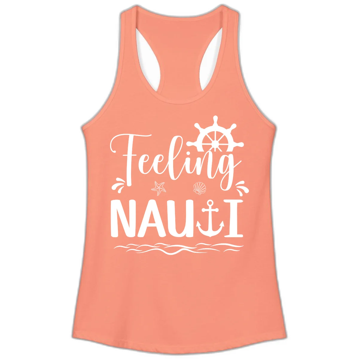 Feeling Nauti Ladies Cruise Tank Top for Women in Solid Light Orange