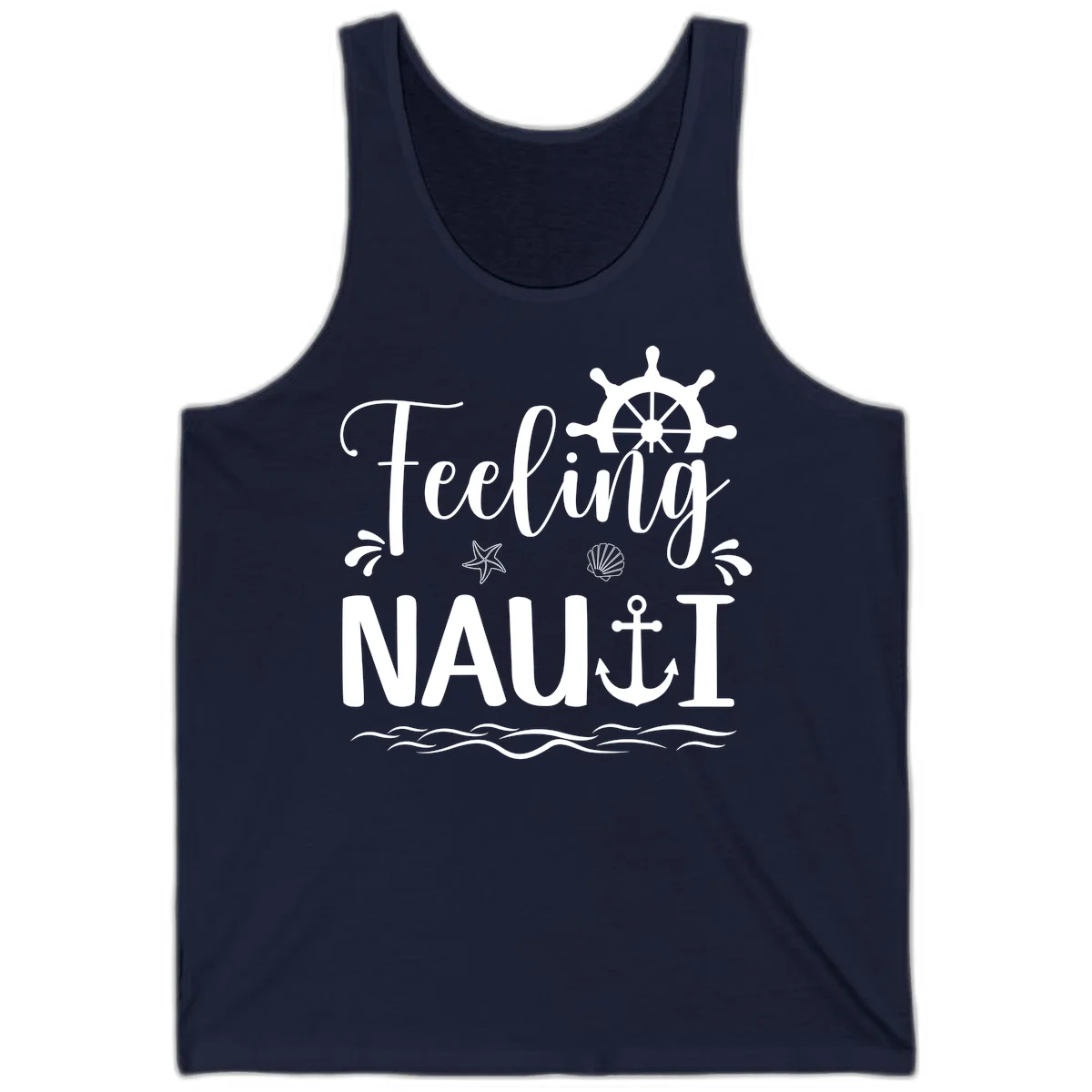 Feeling Nauti Funny Cruise Vacation Tank Top in Navy