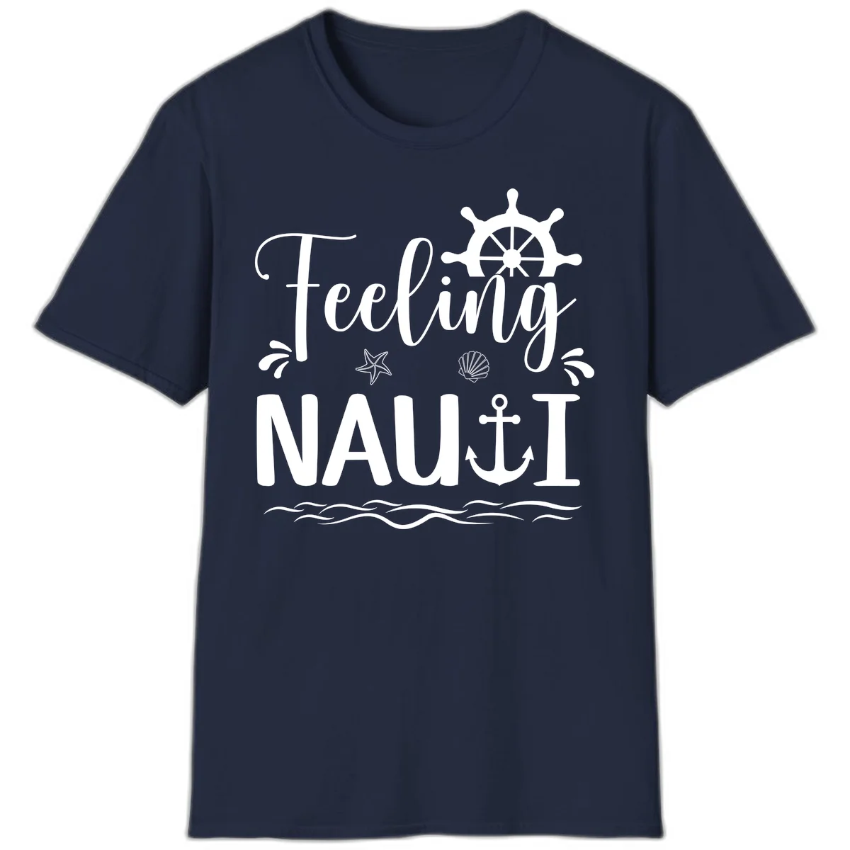 Feeling Nauti Funny Cruise Vacation T-Shirt for Your Trip in Navy