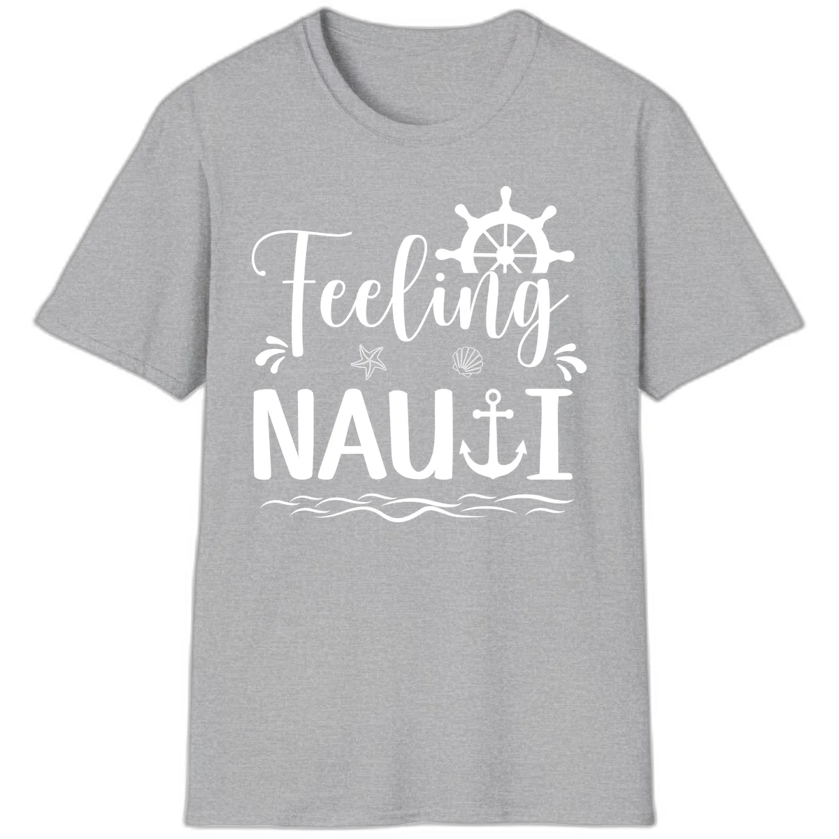 Feeling Nauti Funny Cruise Vacation T-Shirt for Your Trip in Sport Grey