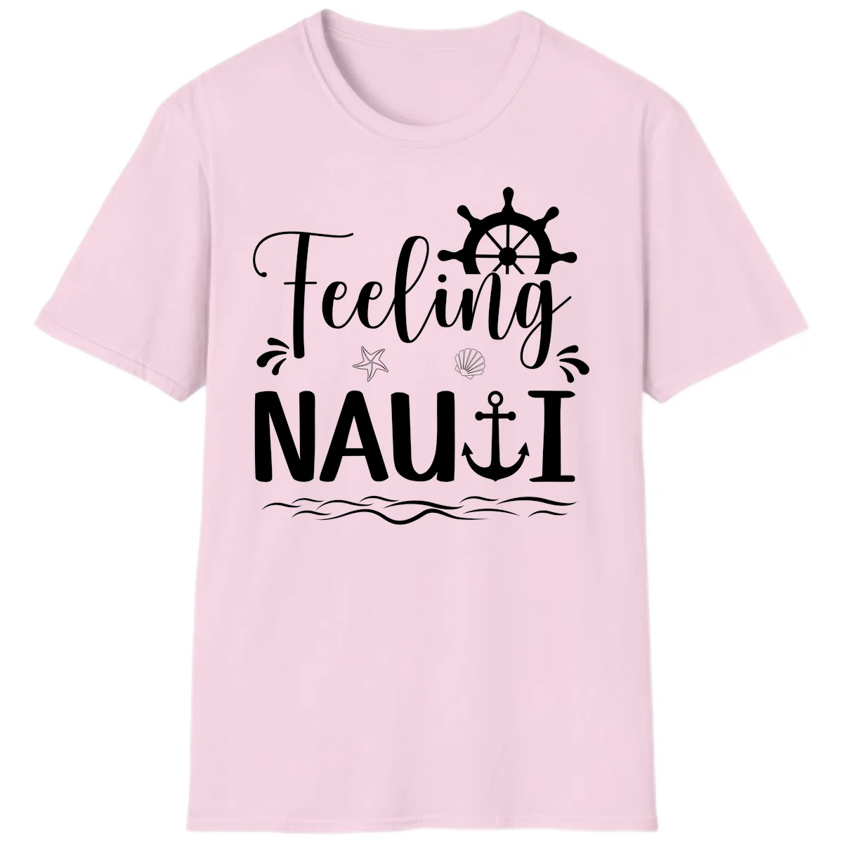 Feeling Nauti Funny Cruise Vacation T-Shirt for Your Trip in Light Pink