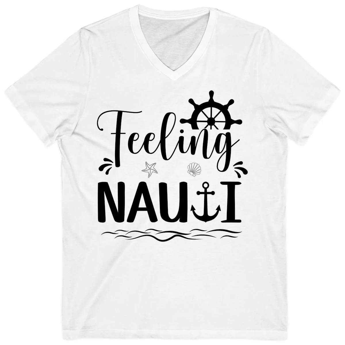 Feeling Nauti V-Neck Cruise T-Shirt for Vacation Style in White