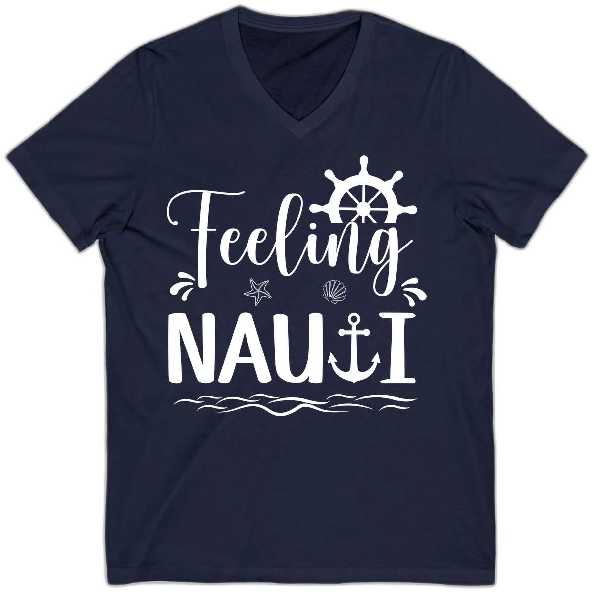 Feeling Nauti V-Neck Cruise T-Shirt for Vacation Style in Navy