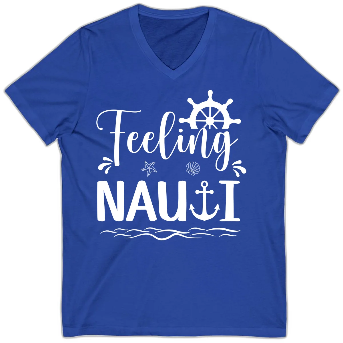 Feeling Nauti V-Neck Cruise T-Shirt for Vacation Style in True Royal