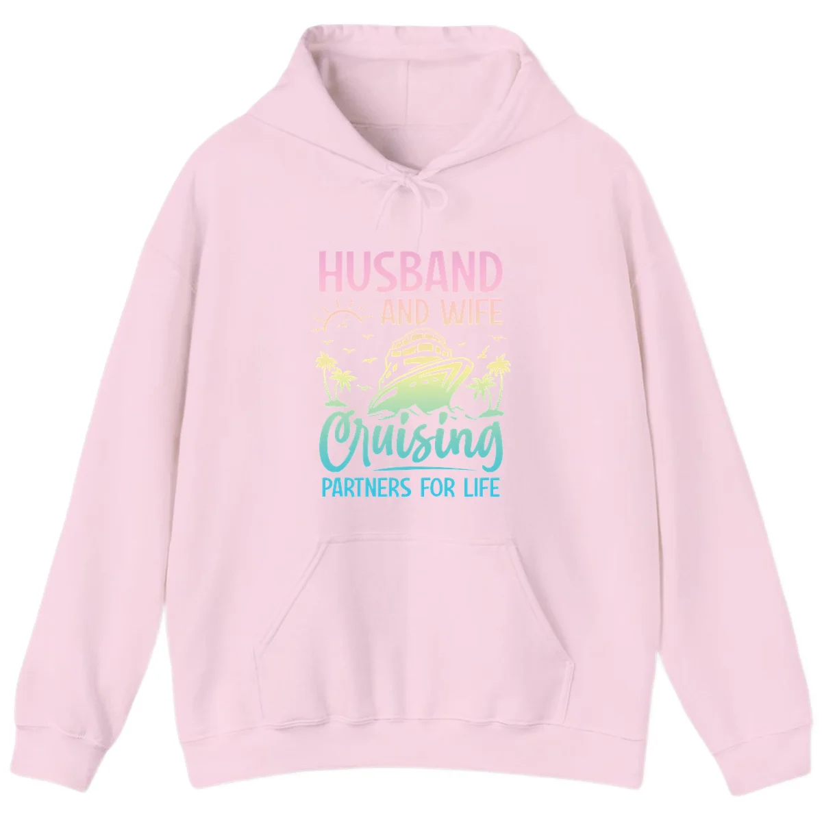 Husband And Wife Cruising Partners For Life Hoodie in Light Pink