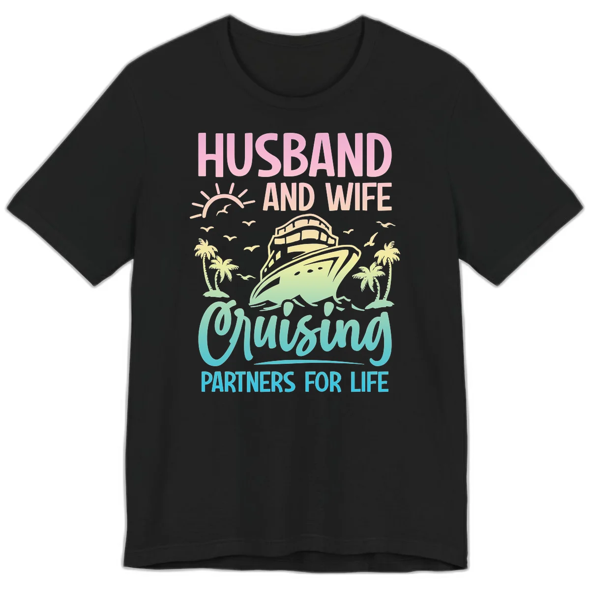 Husband And Wife Cruising Partners For Life Premium T-Shirt in Black
