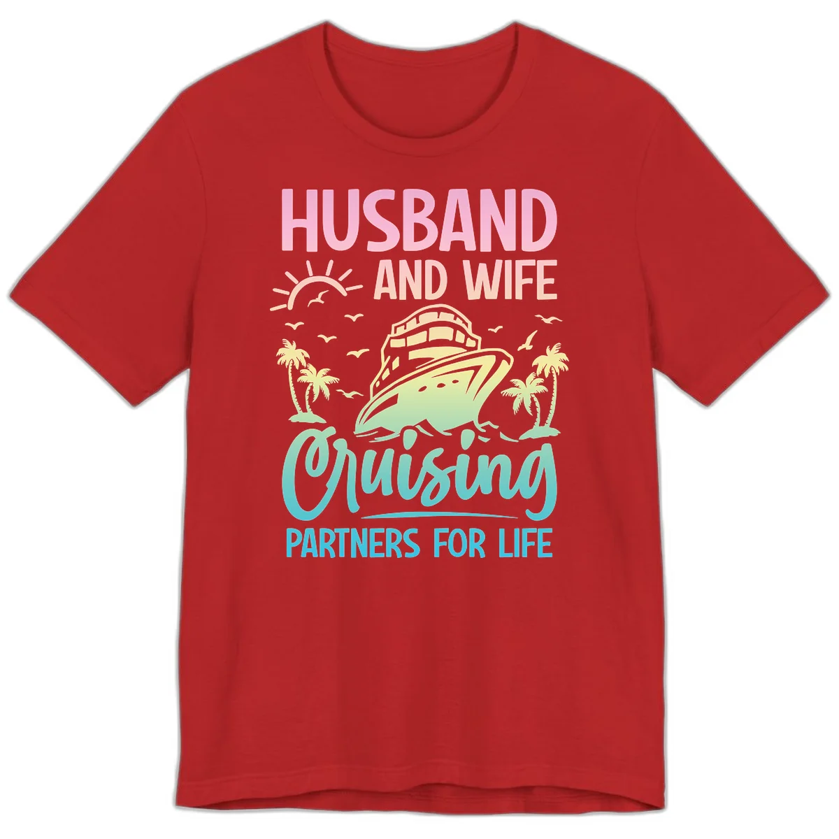 Husband And Wife Cruising Partners For Life Premium T-Shirt in Red
