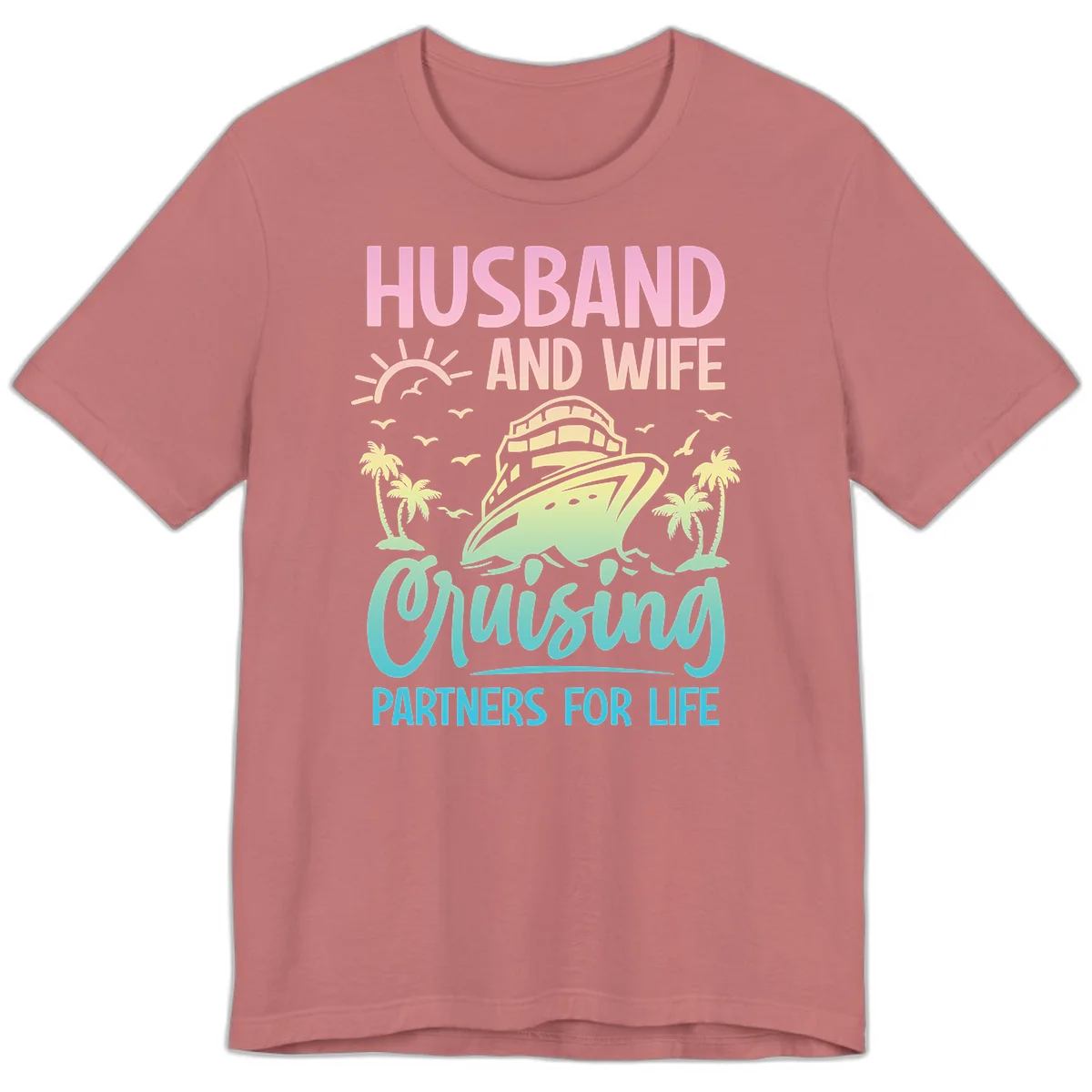 Husband And Wife Cruising Partners For Life Premium T-Shirt in Mauve