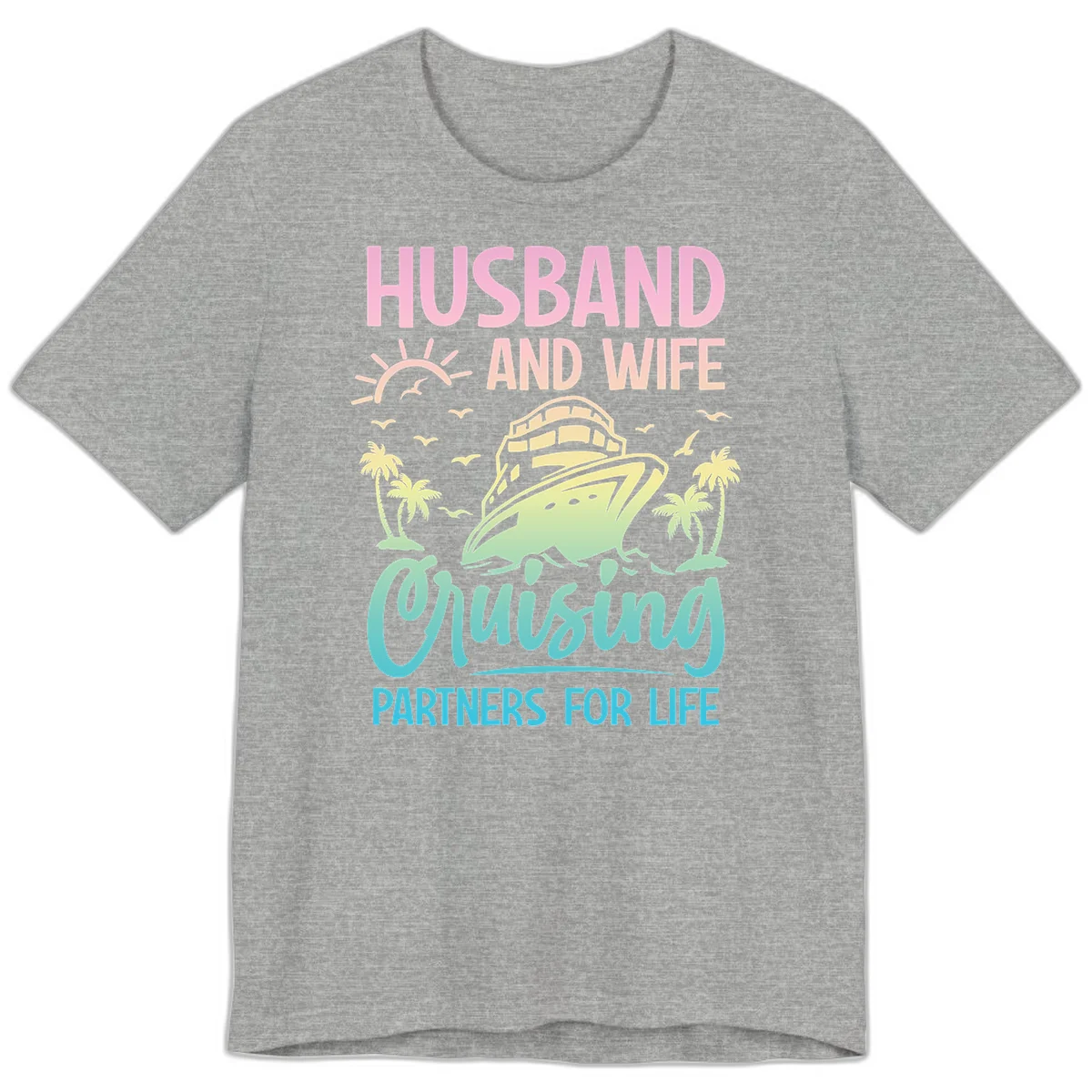 Husband And Wife Cruising Partners For Life Premium T-Shirt in Athletic Heather