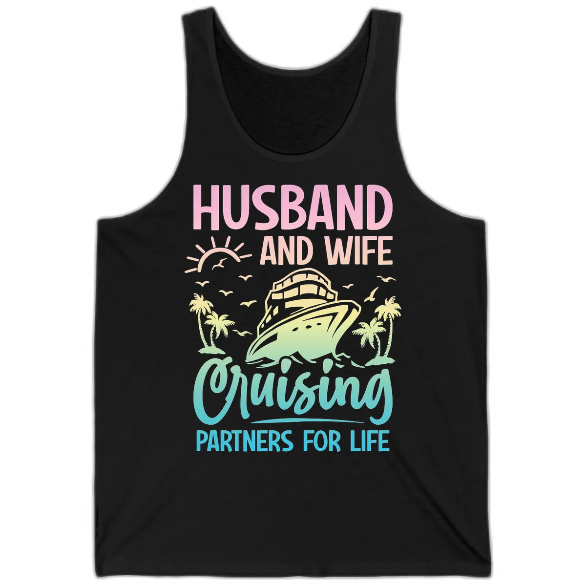 Husband And Wife Cruising Partners For Life Tank in Black